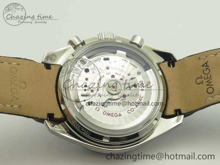 SpeedMaster MoonWatch SS OMF 1:1 Best Edition Black Dial White Handset On Leather Strap A9300 V2