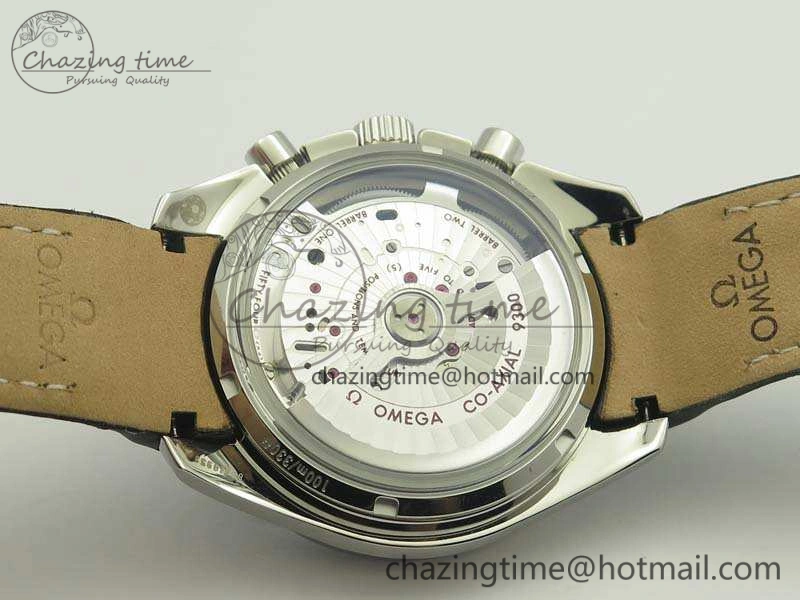 SpeedMaster MoonWatch SS OMF 1:1 Best Edition Black Dial White Handset On Leather Strap A9300 V2