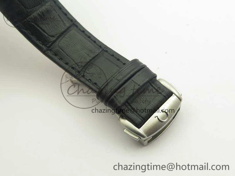 SpeedMaster MoonWatch SS OMF 1:1 Best Edition Black Dial White Handset On Leather Strap A9300 V2