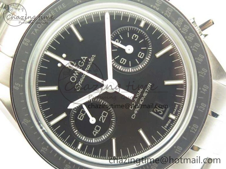 SpeedMaster MoonWatch SS OMF 1:1 Best Edition Black Dial White Handset On SS Bracelet A9300 V2