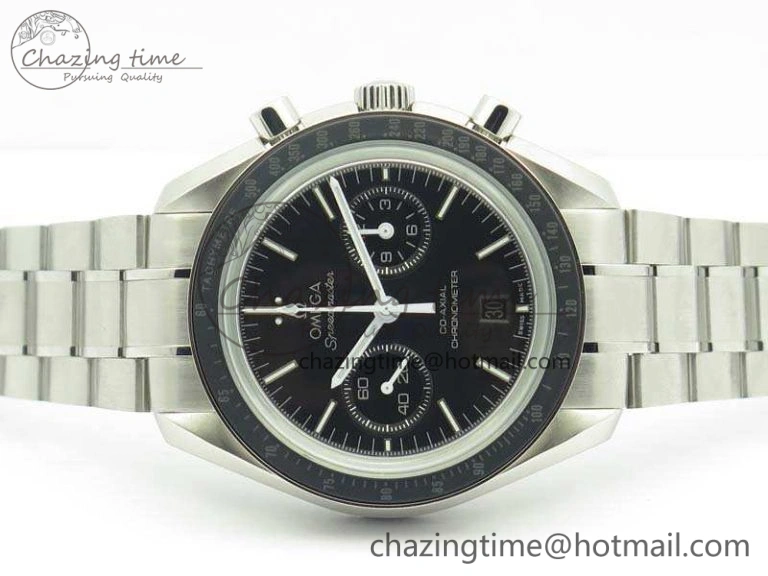 SpeedMaster MoonWatch SS OMF 1:1 Best Edition Black Dial White Handset On SS Bracelet A9300 V2