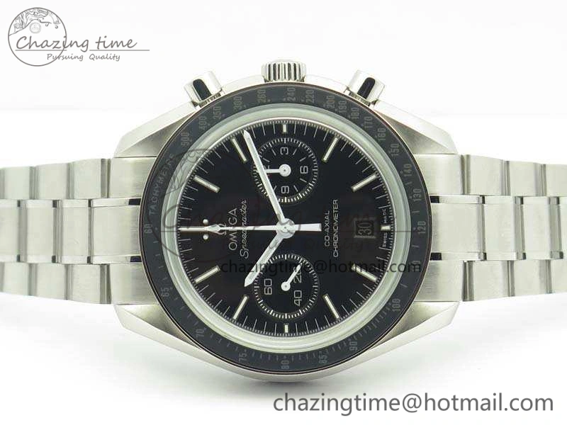 SpeedMaster MoonWatch SS OMF 1:1 Best Edition Black Dial White Handset On SS Bracelet A9300 V2