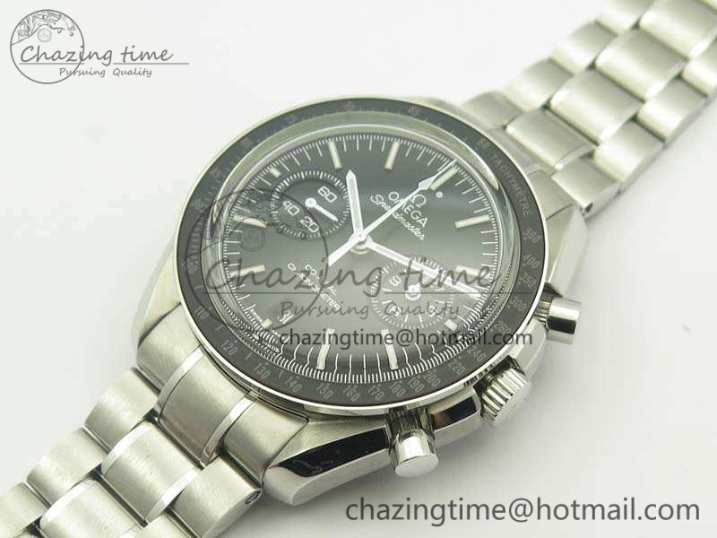 SpeedMaster MoonWatch SS OMF 1:1 Best Edition Black Dial White Handset On SS Bracelet A9300 V2