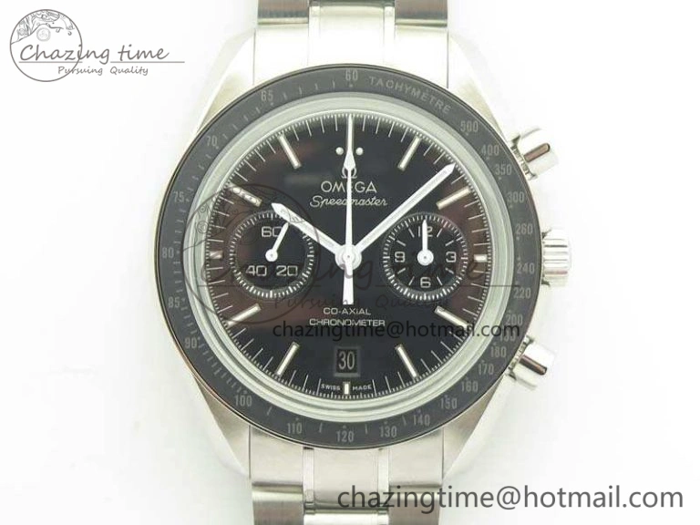 SpeedMaster MoonWatch SS OMF 1:1 Best Edition Black Dial White Handset On SS Bracelet A9300 V2
