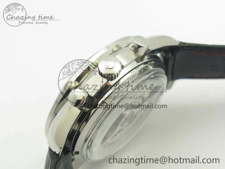 SpeedMaster MoonWatch SS OMF 1:1 Best Edition Black Red Dial On Leather Strap A9300 V2