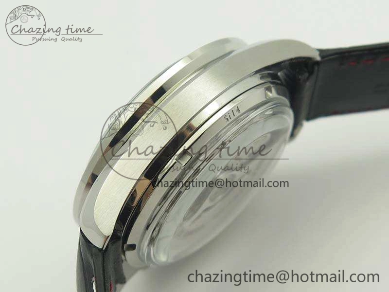 SpeedMaster MoonWatch SS OMF 1:1 Best Edition Black Red Dial On Leather Strap A9300 V2