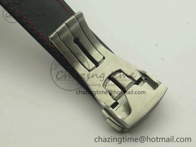 SpeedMaster MoonWatch SS OMF 1:1 Best Edition Black Red Dial On Leather Strap A9300 V2