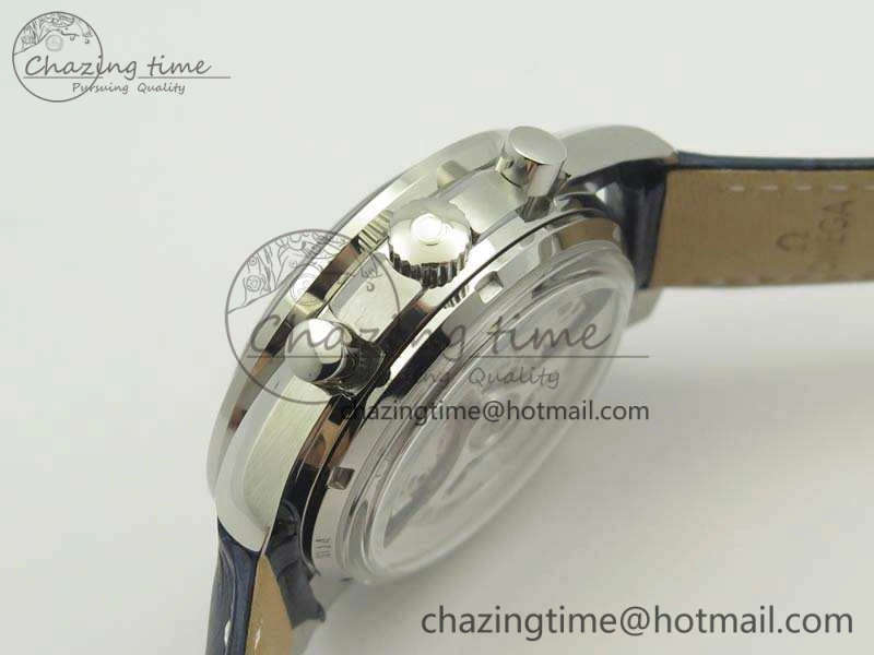 SpeedMaster MoonWatch SS OMF 1:1 Best Edition Blue Dial On Leather Strap A9300 V2