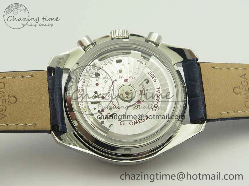 SpeedMaster MoonWatch SS OMF 1:1 Best Edition Blue Dial On Leather Strap A9300 V2