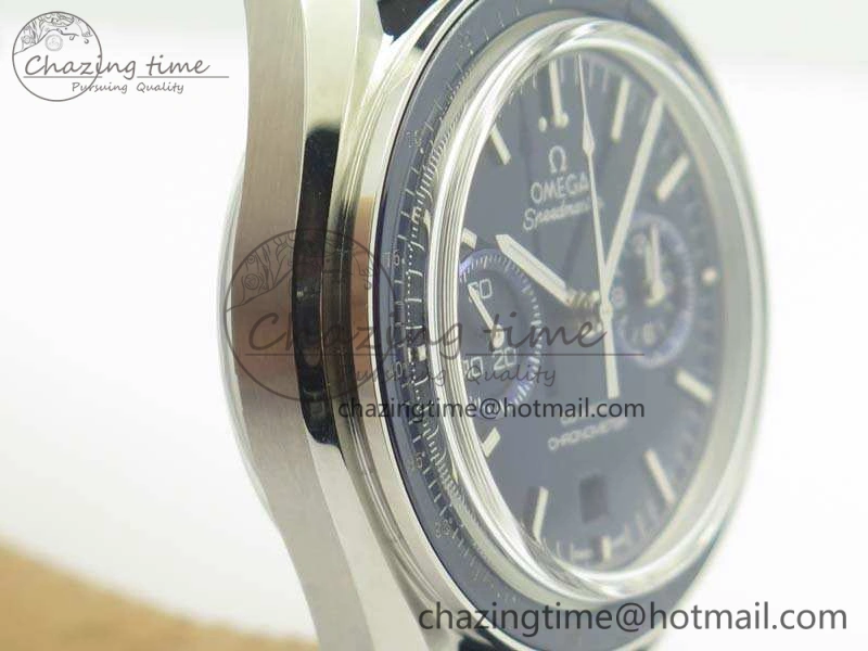 SpeedMaster MoonWatch SS OMF 1:1 Best Edition Blue Dial On Leather Strap A9300 V2