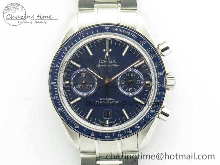 SpeedMaster MoonWatch SS OMF 1:1 Best Edition Blue Dial On SS Bracelet A9300 V2