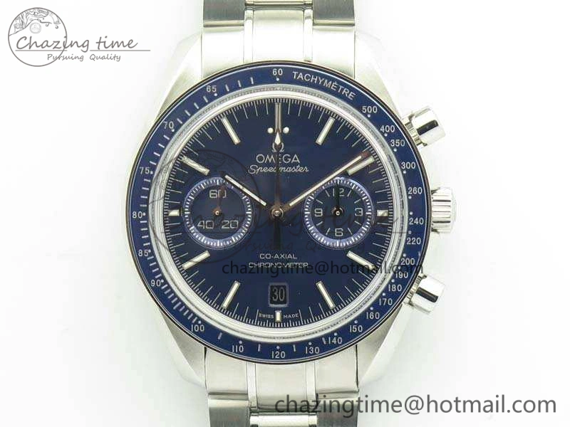 SpeedMaster MoonWatch SS OMF 1:1 Best Edition Blue Dial On SS Bracelet A9300 V2