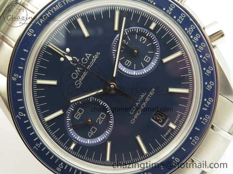SpeedMaster MoonWatch SS OMF 1:1 Best Edition Blue Dial On SS Bracelet A9300 V2