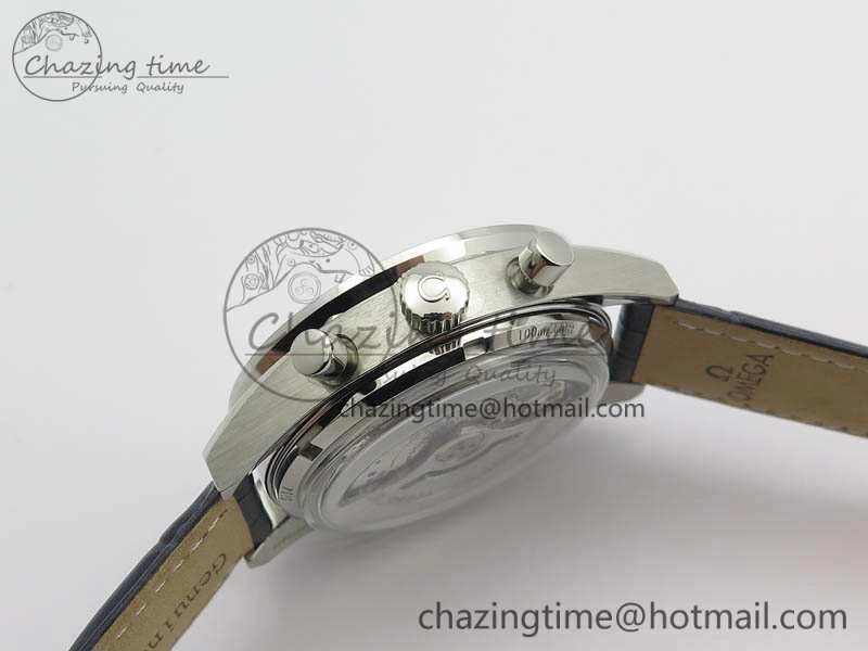 Speedmaster ’57 Co-Axial OMF 1:1 Best Edition White Dial Blue Markers A9300 (Free Leather Strap)