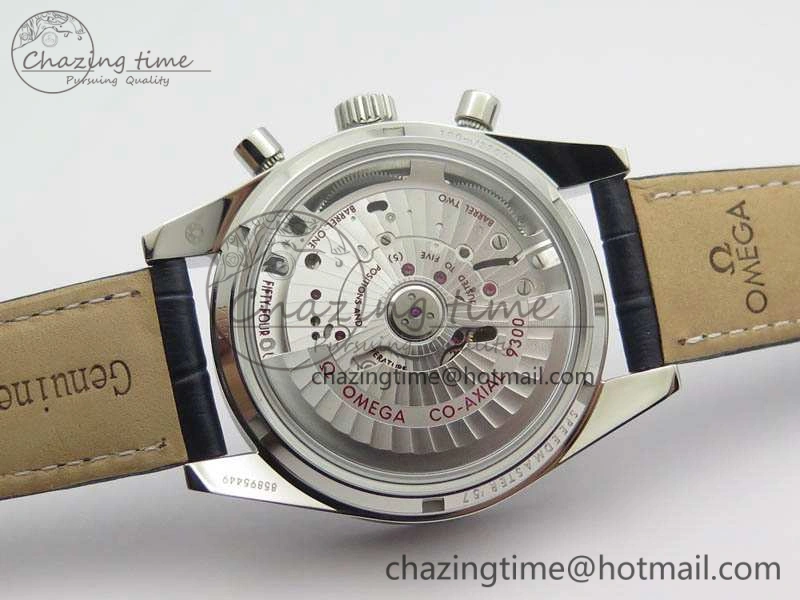 Speedmaster ’57 Co-Axial OMF 1:1 Best Edition White Dial Blue Markers A9300 (Free Leather Strap)