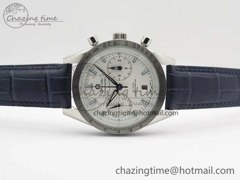 Speedmaster ’57 Co-Axial OMF 1:1 Best Edition White Dial Blue Markers A9300 (Free Leather Strap)