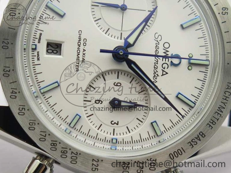 Speedmaster ’57 Co-Axial OMF 1:1 Best Edition White Dial Blue Markers A9300 (Free Leather Strap)