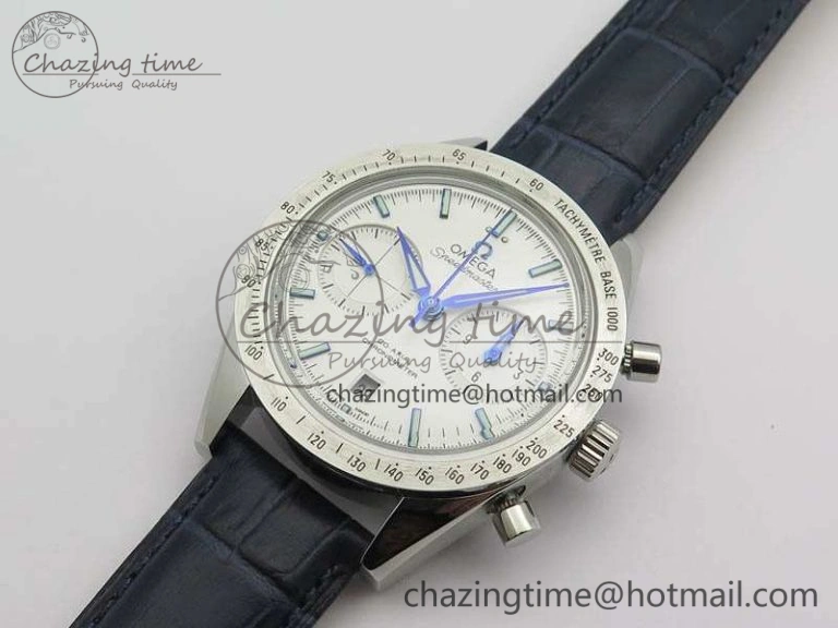 Speedmaster ’57 Co-Axial OMF 1:1 Best Edition White Dial Blue Markers A9300 (Free Leather Strap)