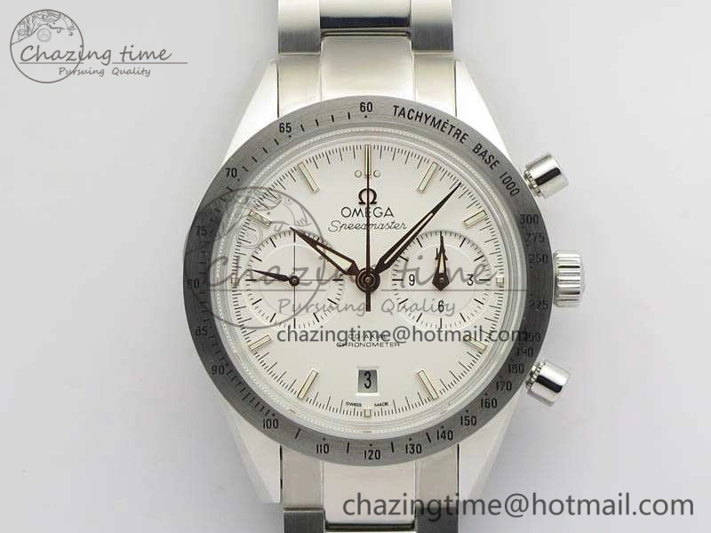 Speedmaster ’57 Co-Axial OMF 1:1 Best Edition White Dial RG Markers On SS Bracelet A9300