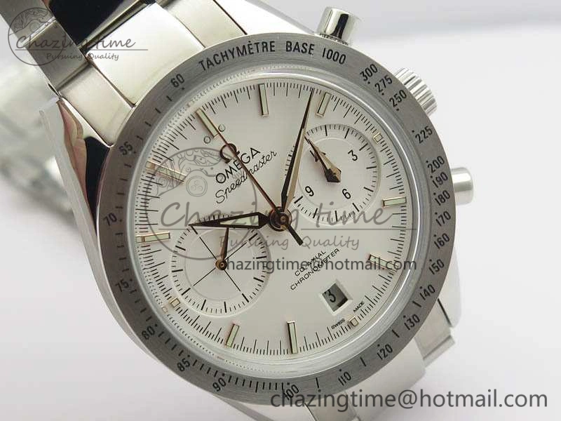 Speedmaster ’57 Co-Axial OMF 1:1 Best Edition White Dial RG Markers On SS Bracelet A9300