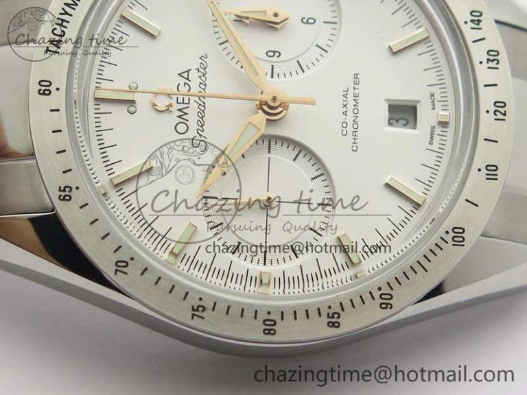 Speedmaster ’57 Co-Axial OMF 1:1 Best Edition White Dial RG Markers On SS Bracelet A9300