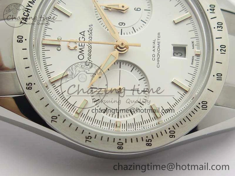 Speedmaster ’57 Co-Axial OMF 1:1 Best Edition White Dial RG Markers On SS Bracelet A9300