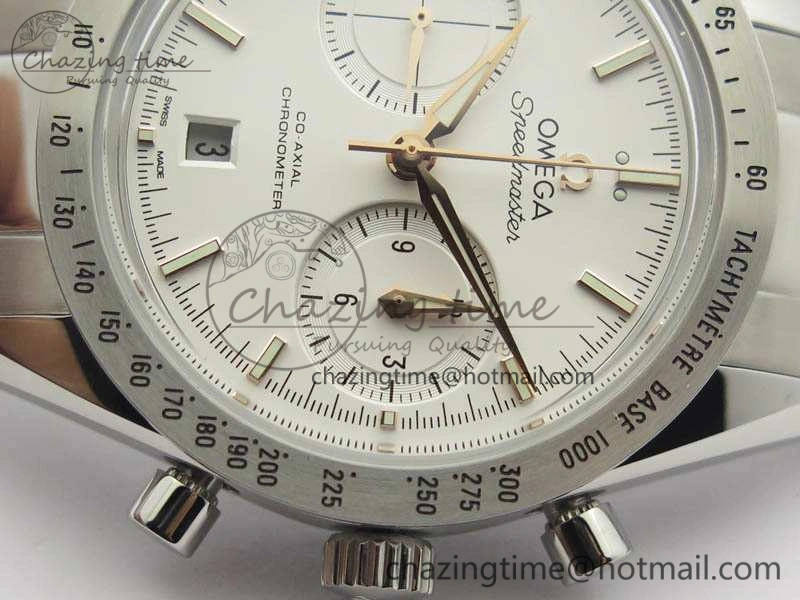 Speedmaster ’57 Co-Axial OMF 1:1 Best Edition White Dial RG Markers On SS Bracelet A9300