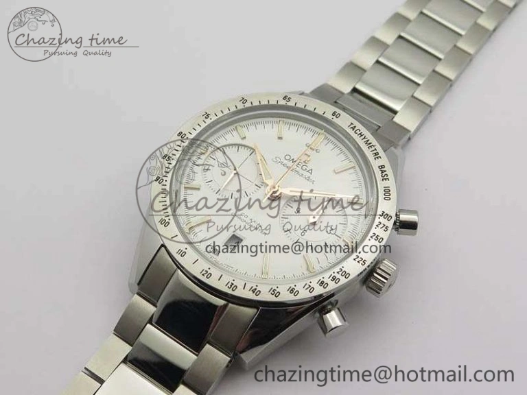 Speedmaster ’57 Co-Axial OMF 1:1 Best Edition White Dial RG Markers On SS Bracelet A9300