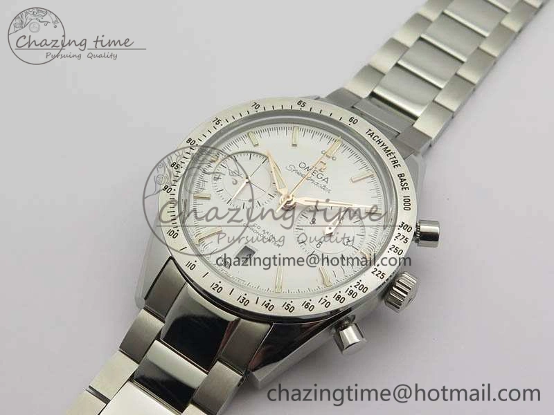 Speedmaster ’57 Co-Axial OMF 1:1 Best Edition White Dial RG Markers On SS Bracelet A9300