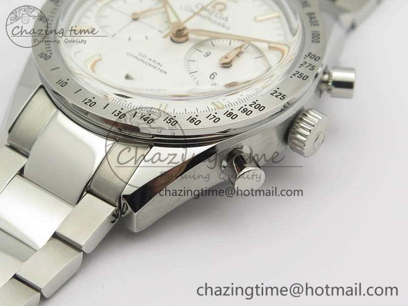 Speedmaster ’57 Co-Axial OMF 1:1 Best Edition White Dial RG Markers On SS Bracelet A9300