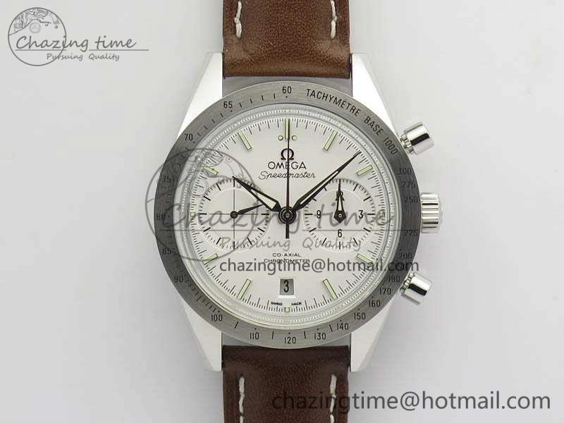 Speedmaster ’57 Co-Axial OMF 1:1 Best Edition White Dial Silver Markers A9300 (Free Leather Strap)