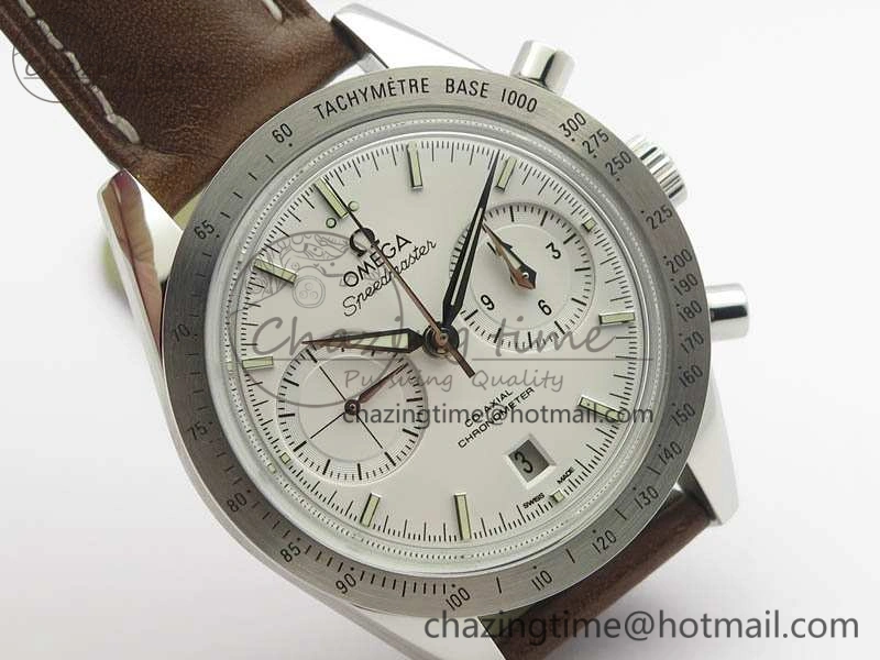 Speedmaster ’57 Co-Axial OMF 1:1 Best Edition White Dial Silver Markers A9300 (Free Leather Strap)
