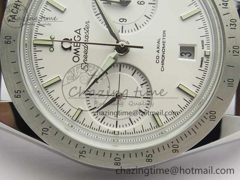Speedmaster ’57 Co-Axial OMF 1:1 Best Edition White Dial Silver Markers A9300 (Free Leather Strap)
