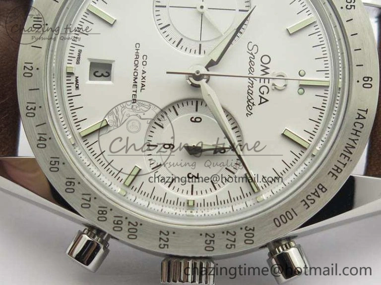 Speedmaster ’57 Co-Axial OMF 1:1 Best Edition White Dial Silver Markers A9300 (Free Leather Strap)