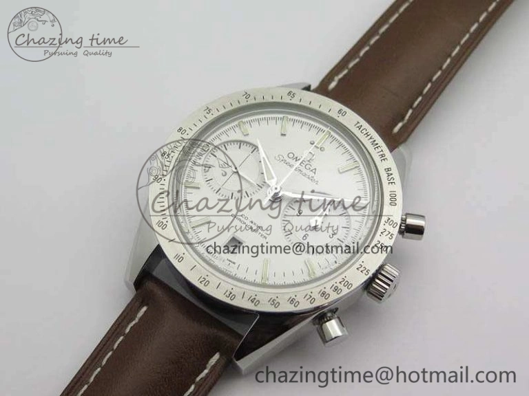 Speedmaster ’57 Co-Axial OMF 1:1 Best Edition White Dial Silver Markers A9300 (Free Leather Strap)