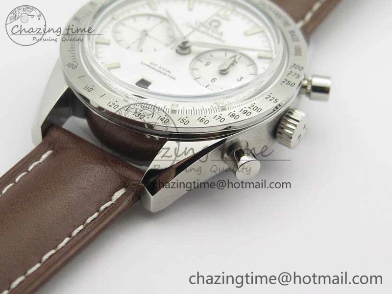 Speedmaster ’57 Co-Axial OMF 1:1 Best Edition White Dial Silver Markers A9300 (Free Leather Strap)