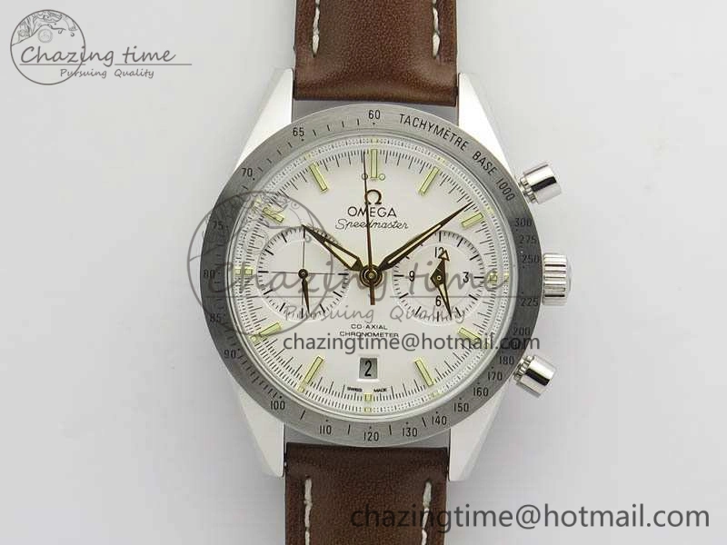 Speedmaster ’57 Co-Axial OMF 1:1 Best Edition White Dial YG Markers A9300 (Free Leather Strap)