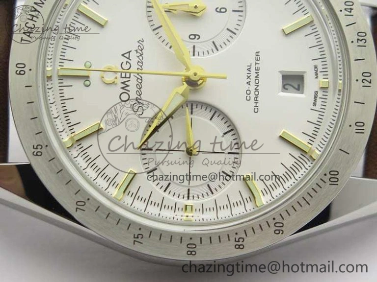 Speedmaster ’57 Co-Axial OMF 1:1 Best Edition White Dial YG Markers A9300 (Free Leather Strap)