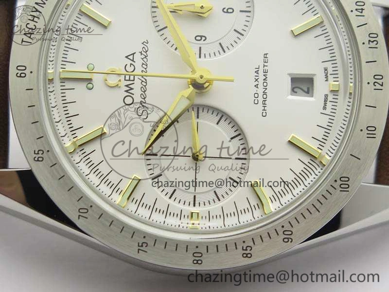 Speedmaster ’57 Co-Axial OMF 1:1 Best Edition White Dial YG Markers A9300 (Free Leather Strap)