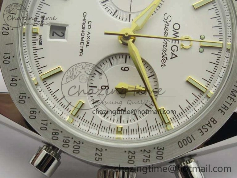 Speedmaster ’57 Co-Axial OMF 1:1 Best Edition White Dial YG Markers A9300 (Free Leather Strap)