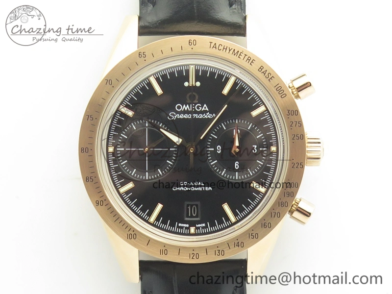 Speedmaster ’57 Co-Axial RG OMF 1:1 Best Edition Black Dial On Leather Strap A9300 (Free Leather Strap)