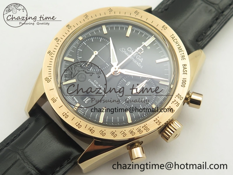 Speedmaster ’57 Co-Axial RG OMF 1:1 Best Edition Black Dial On Leather Strap A9300 (Free Leather Strap)