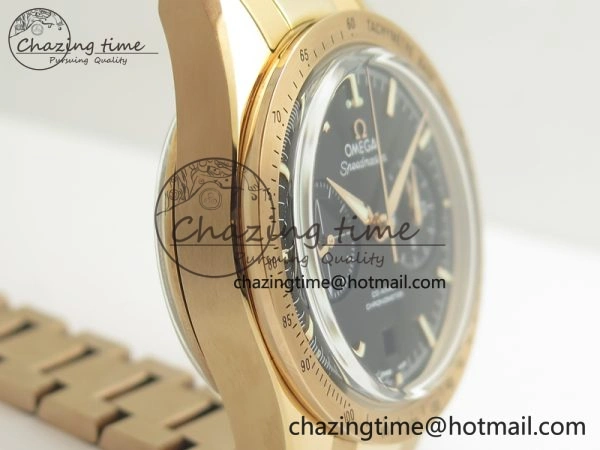 Speedmaster ’57 Co-Axial RG OMF 1:1 Best Edition Black Dial On RG Bracelet A9300 (Free Leather Strap)