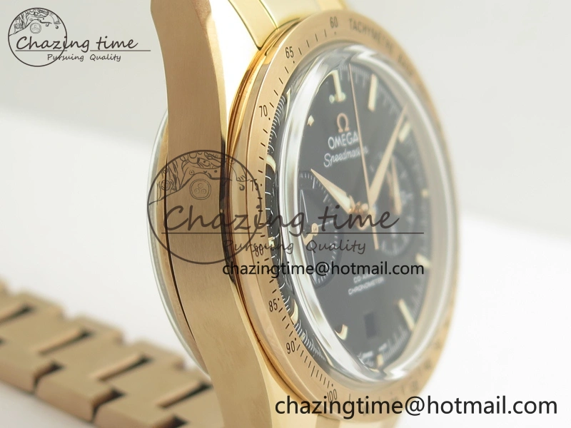 Speedmaster ’57 Co-Axial RG OMF 1:1 Best Edition Black Dial On RG Bracelet A9300 (Free Leather Strap)