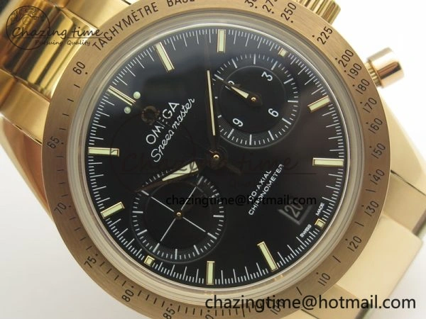Speedmaster ’57 Co-Axial RG OMF 1:1 Best Edition Black Dial On RG Bracelet A9300 (Free Leather Strap)