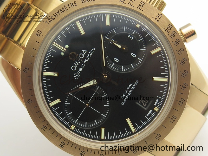 Speedmaster ’57 Co-Axial RG OMF 1:1 Best Edition Black Dial On RG Bracelet A9300 (Free Leather Strap)