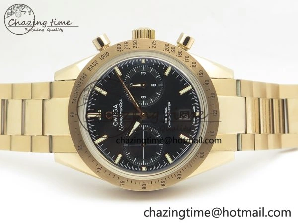Speedmaster ’57 Co-Axial RG OMF 1:1 Best Edition Black Dial On RG Bracelet A9300 (Free Leather Strap)