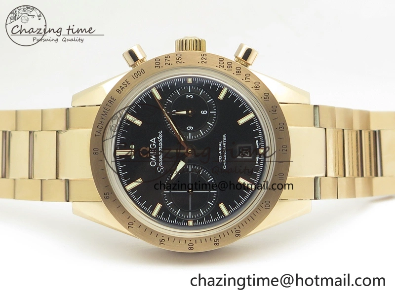 Speedmaster ’57 Co-Axial RG OMF 1:1 Best Edition Black Dial On RG Bracelet A9300 (Free Leather Strap)