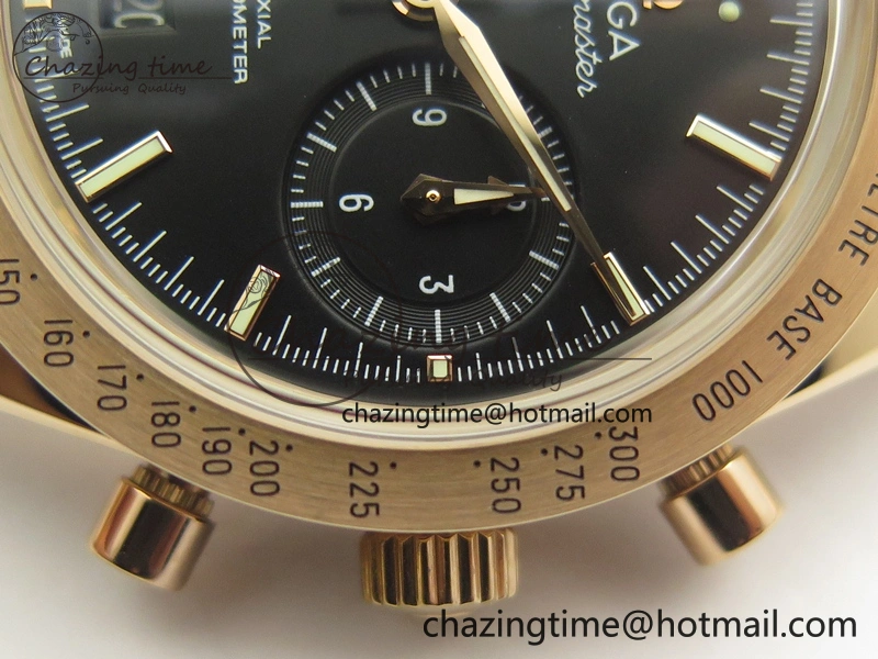 Speedmaster ’57 Co-Axial RG OMF 1:1 Best Edition Black Dial On RG Bracelet A9300 (Free Leather Strap)