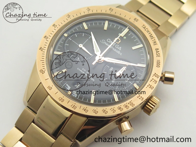 Speedmaster ’57 Co-Axial RG OMF 1:1 Best Edition Black Dial On RG Bracelet A9300 (Free Leather Strap)